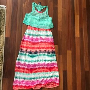 Pretty watercolor big girls long dress